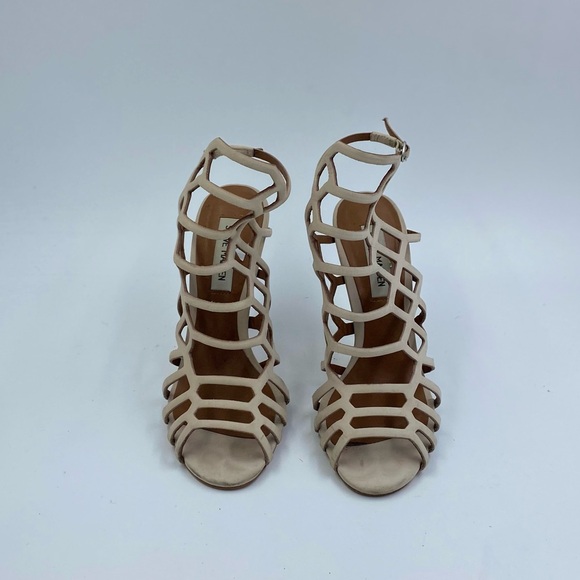 Steve Madden Slithur Tan Suede Leather Caged Stiletto Heels Women's 7m - Picture 6 of 6
